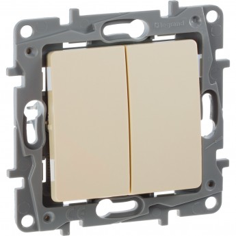 Выключатель LEGRAND Etika двухклавишный 10 A 250 В слоновая кость Выключатель LEGRAND Etika двухклавишный 10 A 250 В слоновая кость