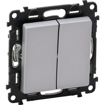 Переключатель LEGRAND Valena LIFE двухклавишный 10А 250В с лицевой панелью безвинтовые зажимы алюминий Переключатель LEGRAND Valena LIFE двухклавишный 10А 250В с лицевой панелью безвинтовые зажимы алюминий