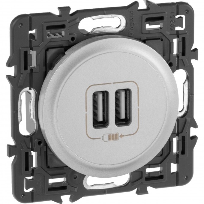Зарядное устройство LEGRAND Celiane 2 х USB 1500 мА, титан SET-1-067462-03 Зарядное устройство LEGRAND Celiane 2 х USB 1500 мА, титан SET-1-067462-03