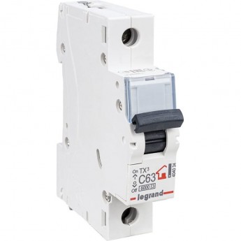 Автоматический выключатель LEGRAND TX³ 6000 6 кА тип C 1П 230/400 В 63А 1 модуль белый Автоматический выключатель LEGRAND TX³ 6000 6 кА тип C 1П 230/400 В 63А 1 модуль белый