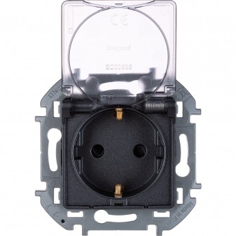 Розетка LEGRAND INSPIRIA 2К+З IP 44 с откидной крышкой и шторками немецкий стандарт 16 А 250 В антрацит Розетка LEGRAND INSPIRIA 2К+З IP 44 с откидной крышкой и шторками немецкий стандарт 16 А 250 В антрацит